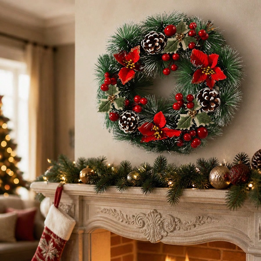 1 шт. Рождественский венок для – обзор и цена Christmas Wreath Fake